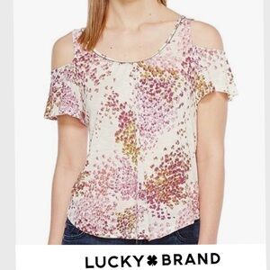 Lucky Brand floral cold shoulder top